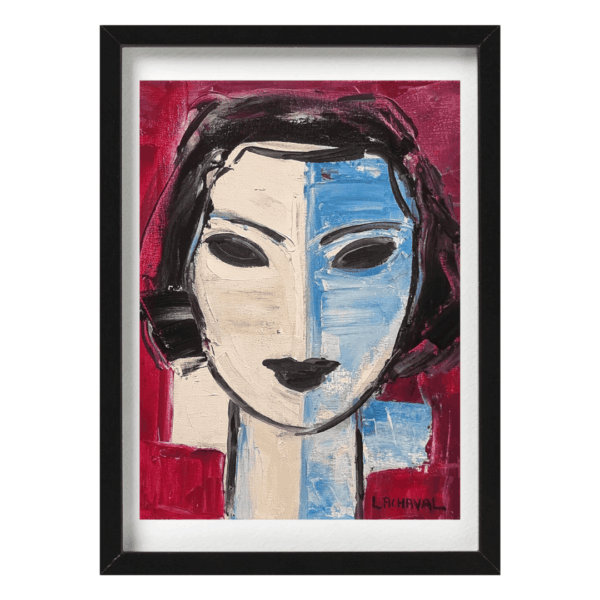 Honrio López Achaval Retrato Fucsia y Celeste